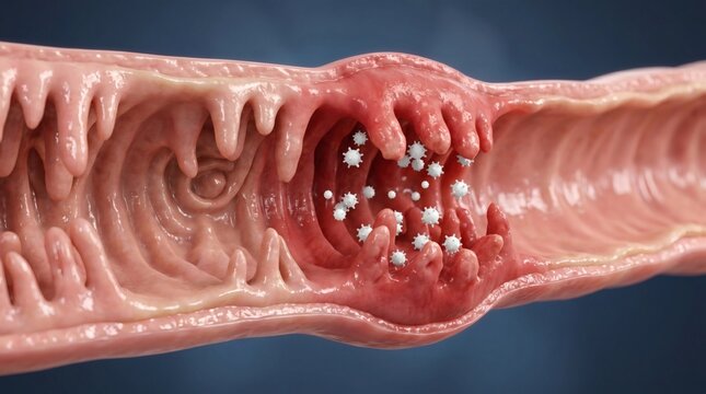 Medical Illustration of a Blood Vessel with a Blood Clot and Blockage.