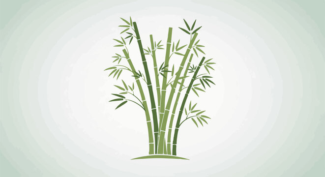 Stylized green bamboo stalks with leaves against a faded gradient background