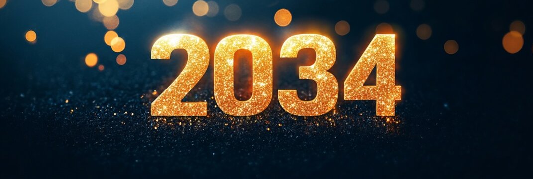 Vibrant Fireworks Illuminate the Night Sky, Celebrating the Arrival of the New Year 2034 in Style