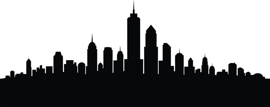 New York City Skyline Silhouette Isolated on White