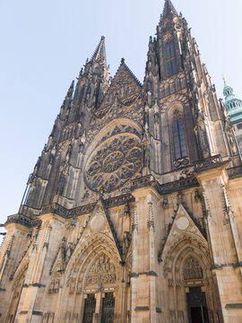 St. Vitus Cathedral inside the Prague Castle complex, Gothic architecture landmark in Prague, Czech Republic