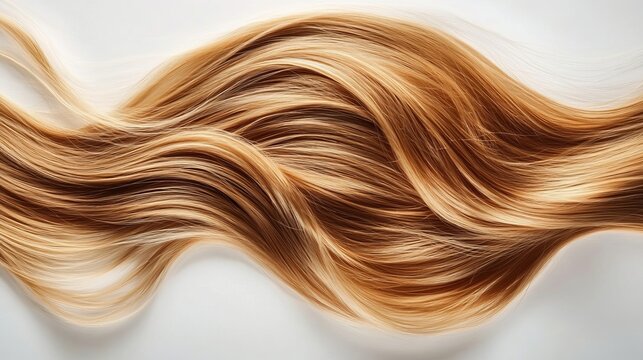 Elegant flowing hairstyle with radiant blonde and copper highlights for creative professionals.
