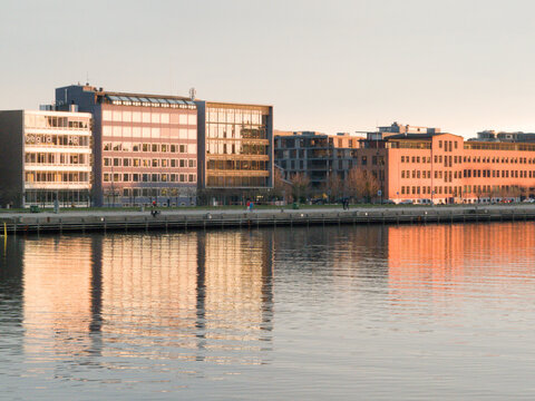 Sunset over Copenhagen harbor