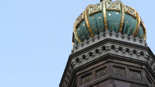 New York Central Synagogue historic building 1872, Lexington avenue, United States of America. Jewish congregation in Manhattan. Judaism religion landmark. Turret with Star of David ornament. Heritage