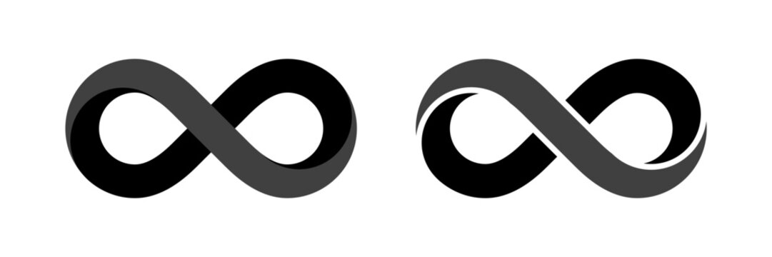 Black colored infinity mobius strip sign isolated. Vector