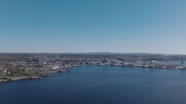 The Norwegian city Larvik during early spring