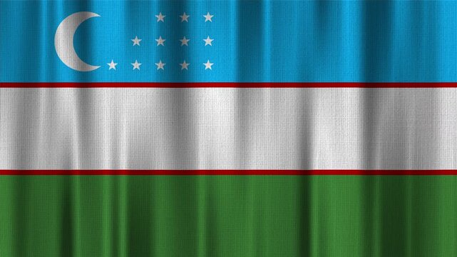 Uzbekistan Flag Animation With Fabric Texture