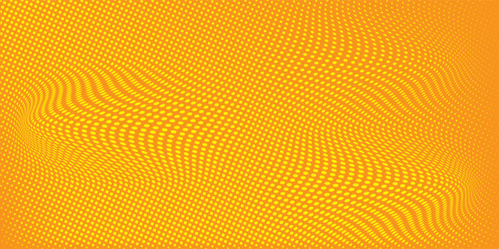 Yellow Halftone Dotted Gradient Background With Retro Comic Texture.