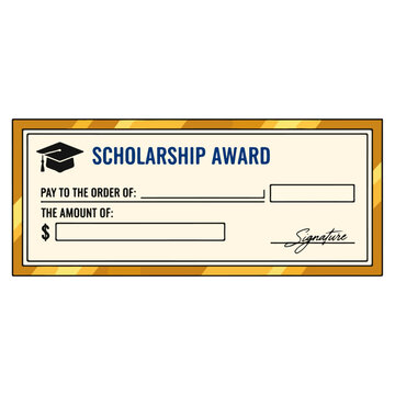 Scholarship Award Blank Check Vector Template