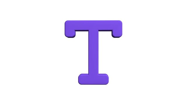 Letter T 3d for Text user interface symbol