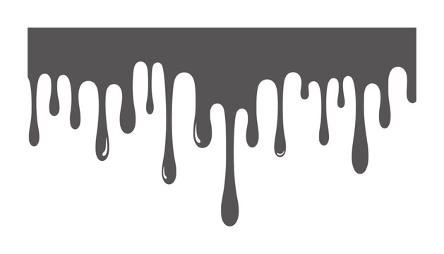 Dark grey liquid dripping down from a solid line abstract