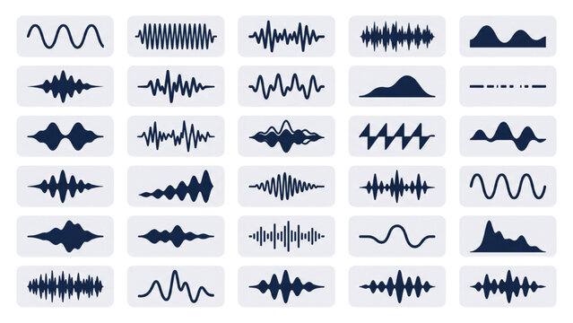 Waveform Symphony: A collection of various sound wave visualizations, offering a dynamic study of sonic patterns and frequencies.