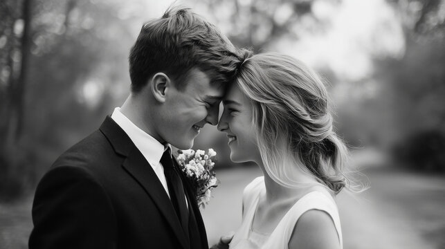 Authentic moment of couple smiling at each other
