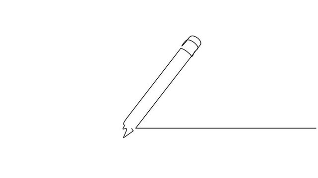 Animated continuous one line drawing of a pencil. Single contour movement of a pencil. Animated self drawing of continuous line draw