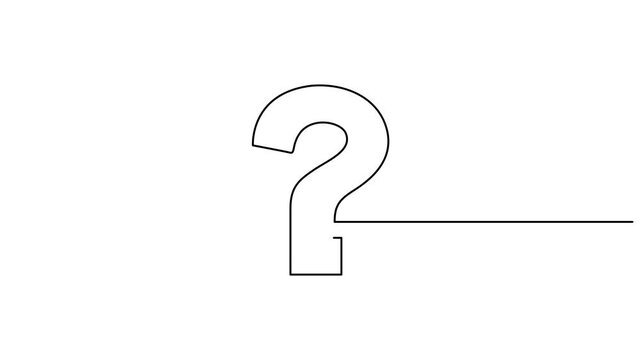 Animated self drawing Continuous one line drawing of Minimalist question mark, Animation on white background 4K