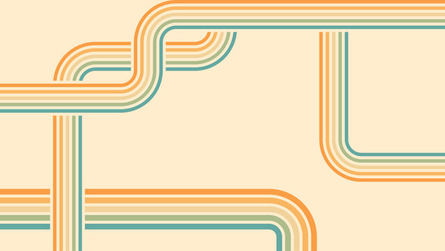 Abstract background of rainbow groovy Wavy Line design in 1970s Hippie Retro style. Vector pattern ready to use for cloth, textile, wrap and other.