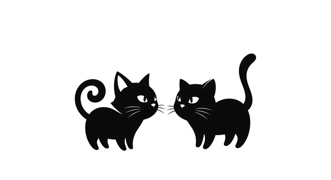 Black silhouette of two cats sitting side by side