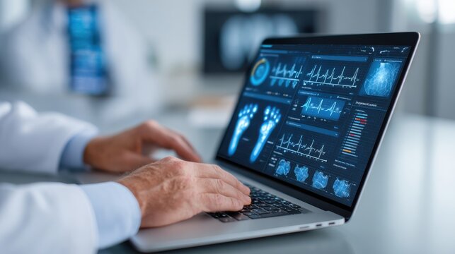 AI analysis of hallux valgus with medical diagnostics and foot scan.