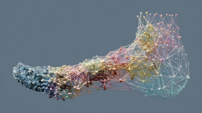 AI visualization of foot deformity and bunion progression analysis.