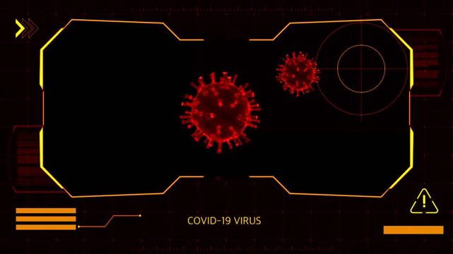 Animation red frame techniology for scans Corona virus or Covid-19.