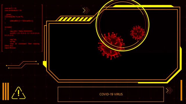 Animation red frame techniology for scans Corona virus or Covid-19.