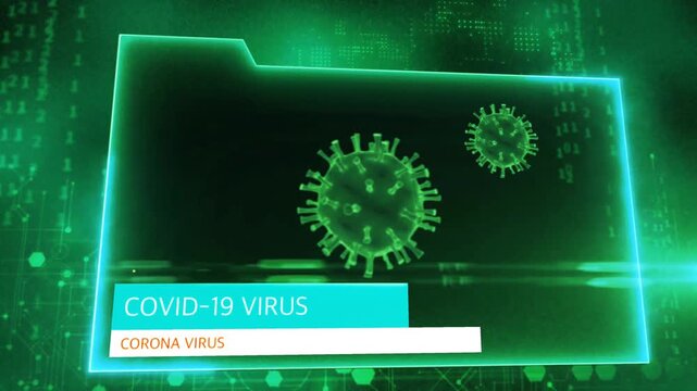 Animation green frame techniology for scans Corona virus or Covid-19.