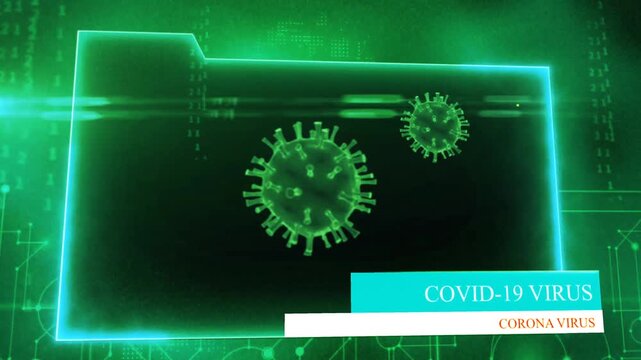Animation green frame techniology for scans Corona virus or Covid-19.