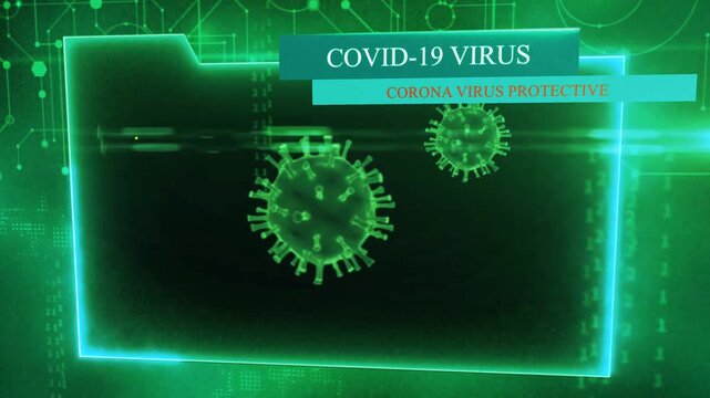 Animation green frame techniology for scans Corona virus or Covid-19.