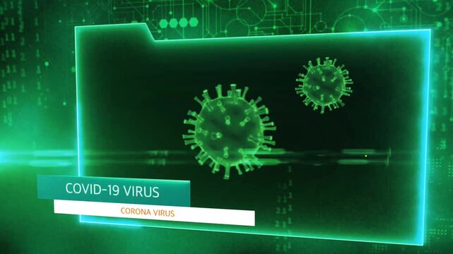 Animation green frame techniology for scans Corona virus or Covid-19.