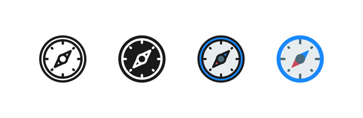 Obraz premium Compass Navigator icon concept with flat Black White Background. Vector illustration.