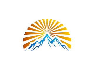 Obraz premium A blue-orange circle line mountain