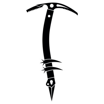 ice climbing axe flat design vector illustration isolated on white