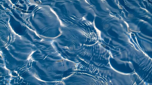 Blue Pool Water Surface with Ripples and Sunlight Caustics