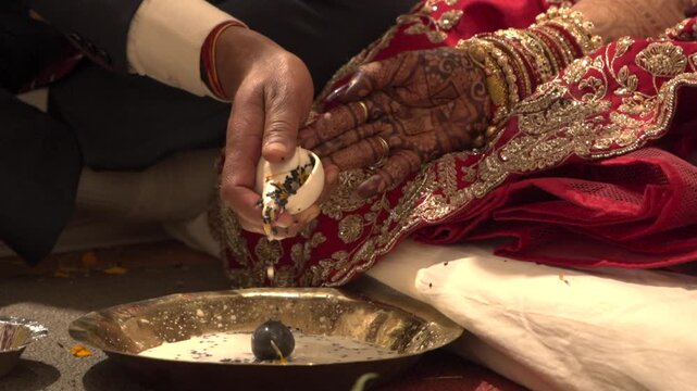 Couple Circling Sacred Fire During Indian Marriage Ritual