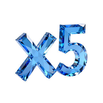 [Transparent Background PNG]Blue Crystal 'X5' Symbol on White Background