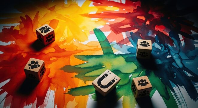 Colorful abstract background with pixel art controllers