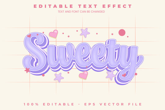 Sweety editable text effect in modern trend style