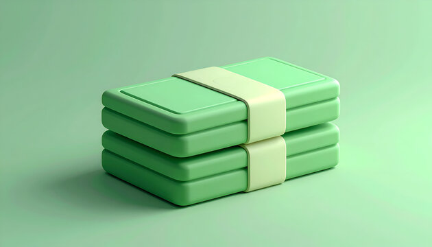 Stylized Stack of Green Bills Tied with a Band.