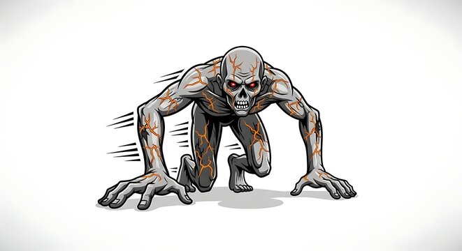 zombie crawling in horror sketch style
