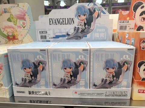 April 2026, Singapore: POP MART Evangelion Pilot Series figures, chibi blind boxes