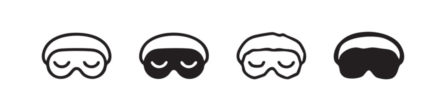 Sleep Eye Mask Icon Set with Line Solid and Hand Drawn Variations for Wellness and Travel Bedtime Themes