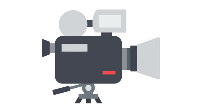 Professional movie production camera icon isolated on white flat vector illustration symbol for cinema video broadcasting industry minimalist graphic element design for filmmaker and studio