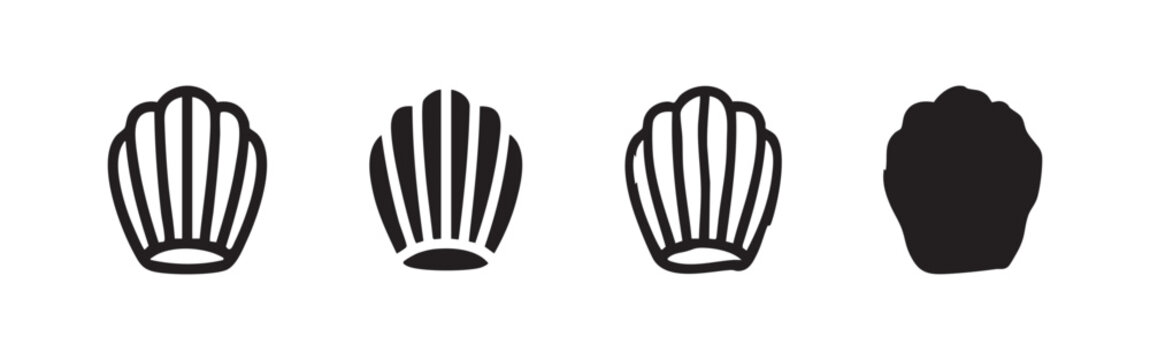 Madeleine French Sponge Cake and Shell Cookie Icon Set
