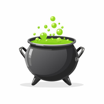 Witches Cauldron with Bubbling Green Potion