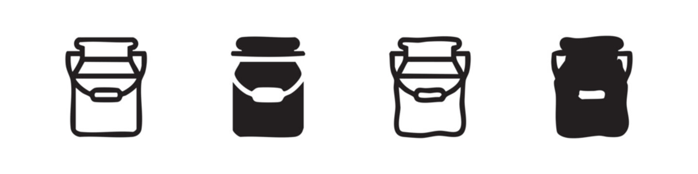 Traditional Milk Can Churn Icon Set - Hand Drawn and Minimalist Dairy Farm Symbols
