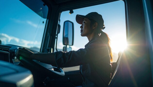 トラックを運転しているドライバー