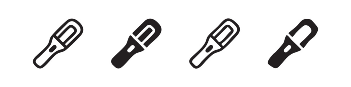 Flashlight or torch icons, portable light source vector doodle set