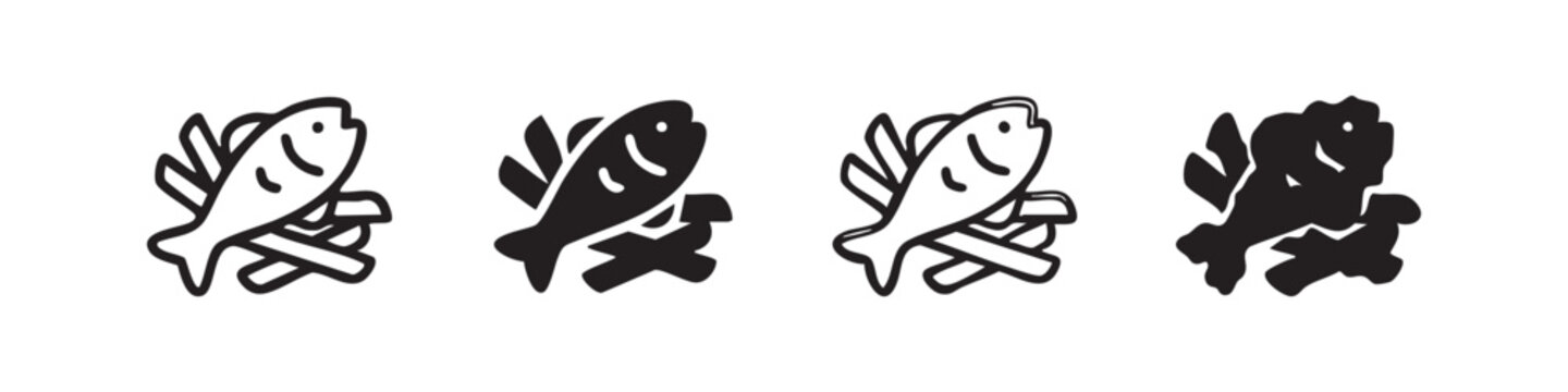 Fish and Chips Fast Food Icon Set