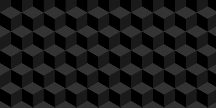 Abstract black and gray style minimal blank cubic. Geometric pattern illustration mosaic, square and triangle wallpaper. Seamless cube technology business concept.