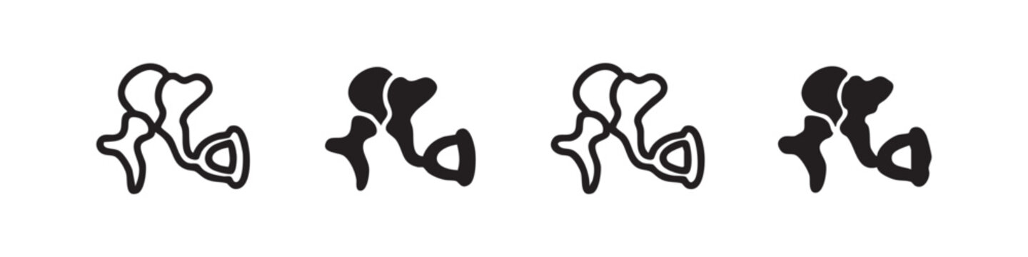 Human Middle Ear Bones Ossicles Icon Set